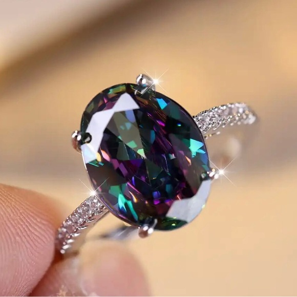 COPY - Mystic topaz oval ring large statement ring - Picture 2 of 4